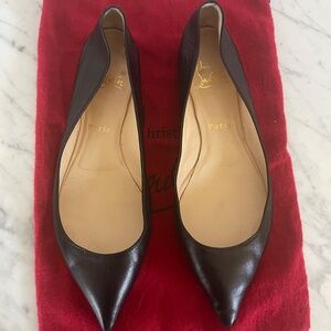 CHRISTIAN LOUBOUTIN Black Leather Nappa Ballalla Pointed Toe Ballet Flats
